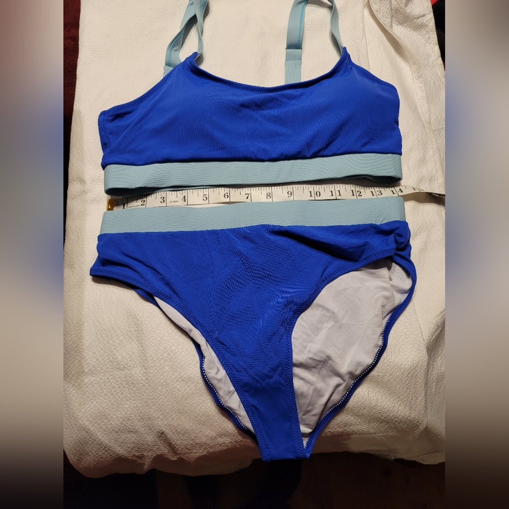 BRAND NEW ATHLETIC SPORTS BRA HIGH WAISTED RIBBED PADDED SWIM BATHING VOLLEYBALL - Picture 8 of 10